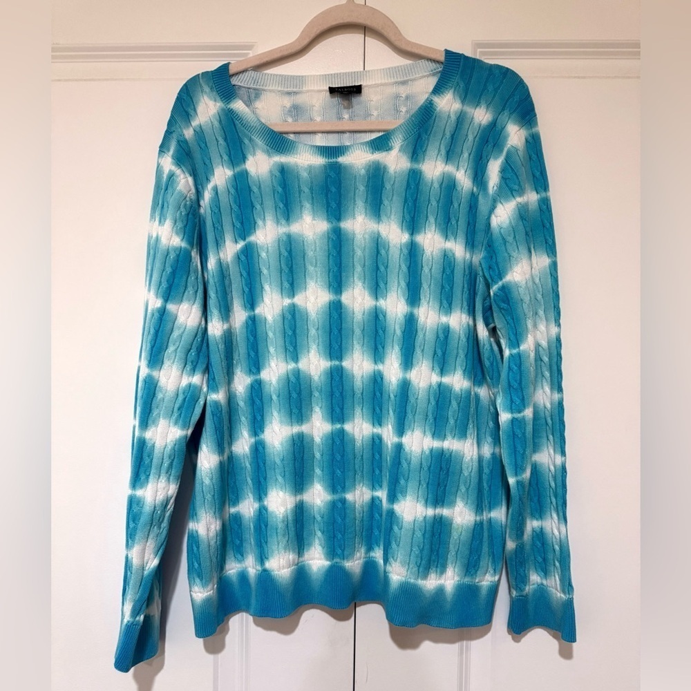 Talbots Sky Blue and White Sweater sz XL